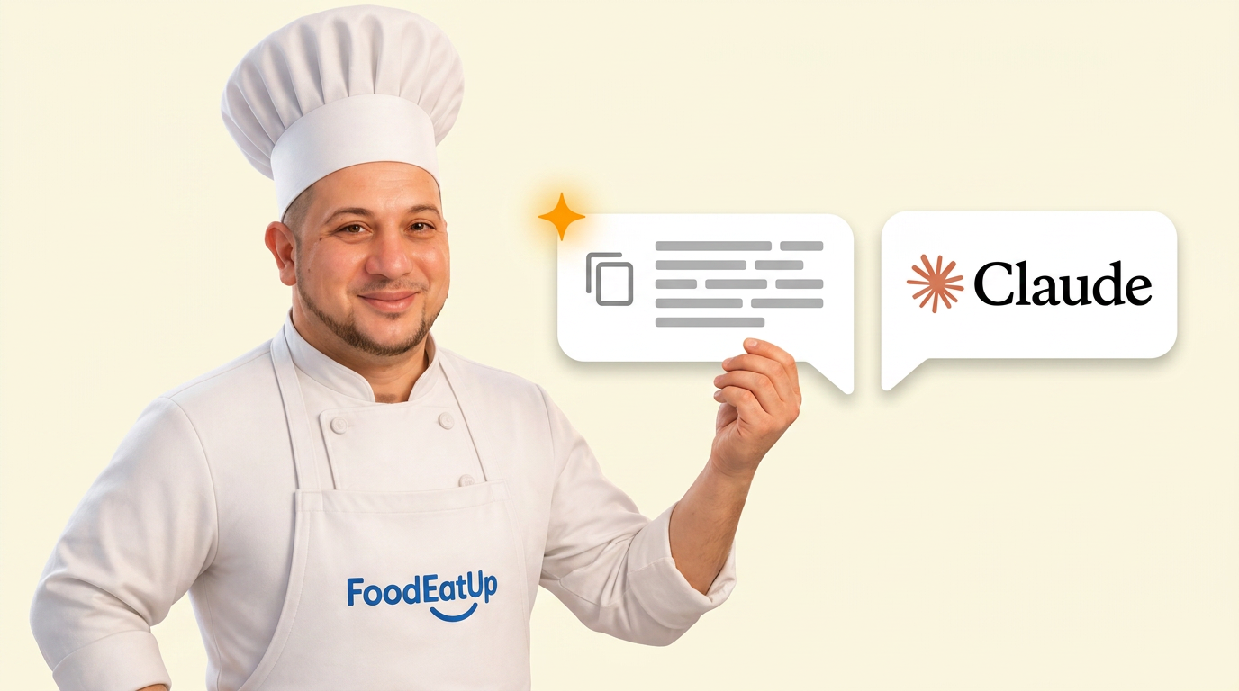Le chef FoodEatUp montre des prompts de formation prêts à copier