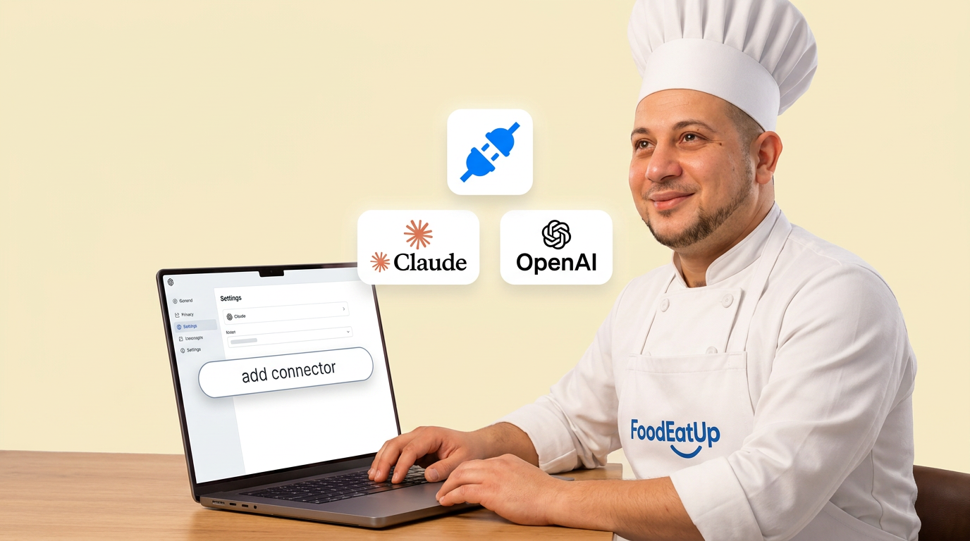 Le chef FoodEatUp configure les connecteurs MCP sur son ordinateur