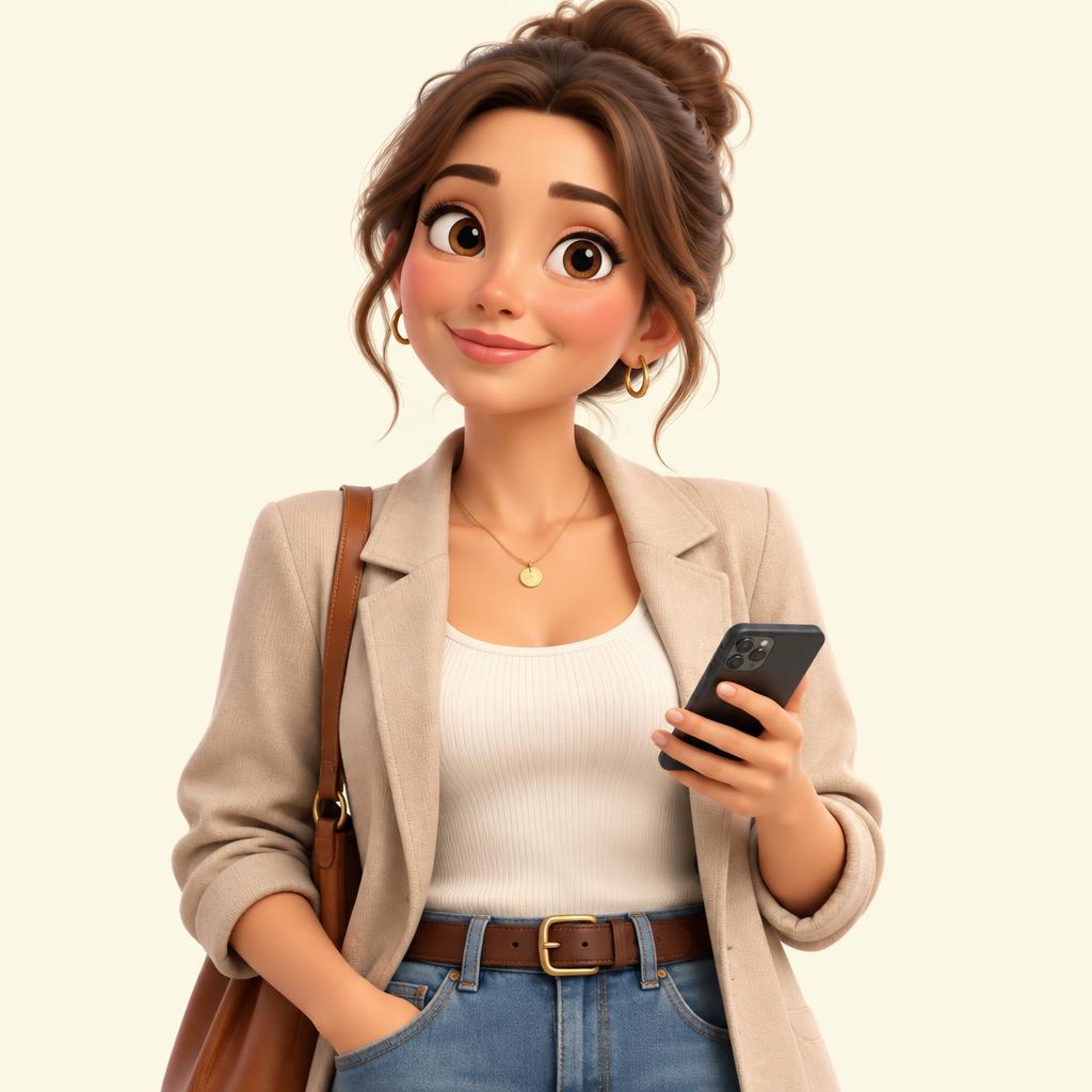 Illustration d'une cliente de restaurant, téléphone en main